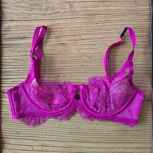 Victoria's Secret Magenta Pink Purple Chantelle Lace Demi Bra sz 32C New
